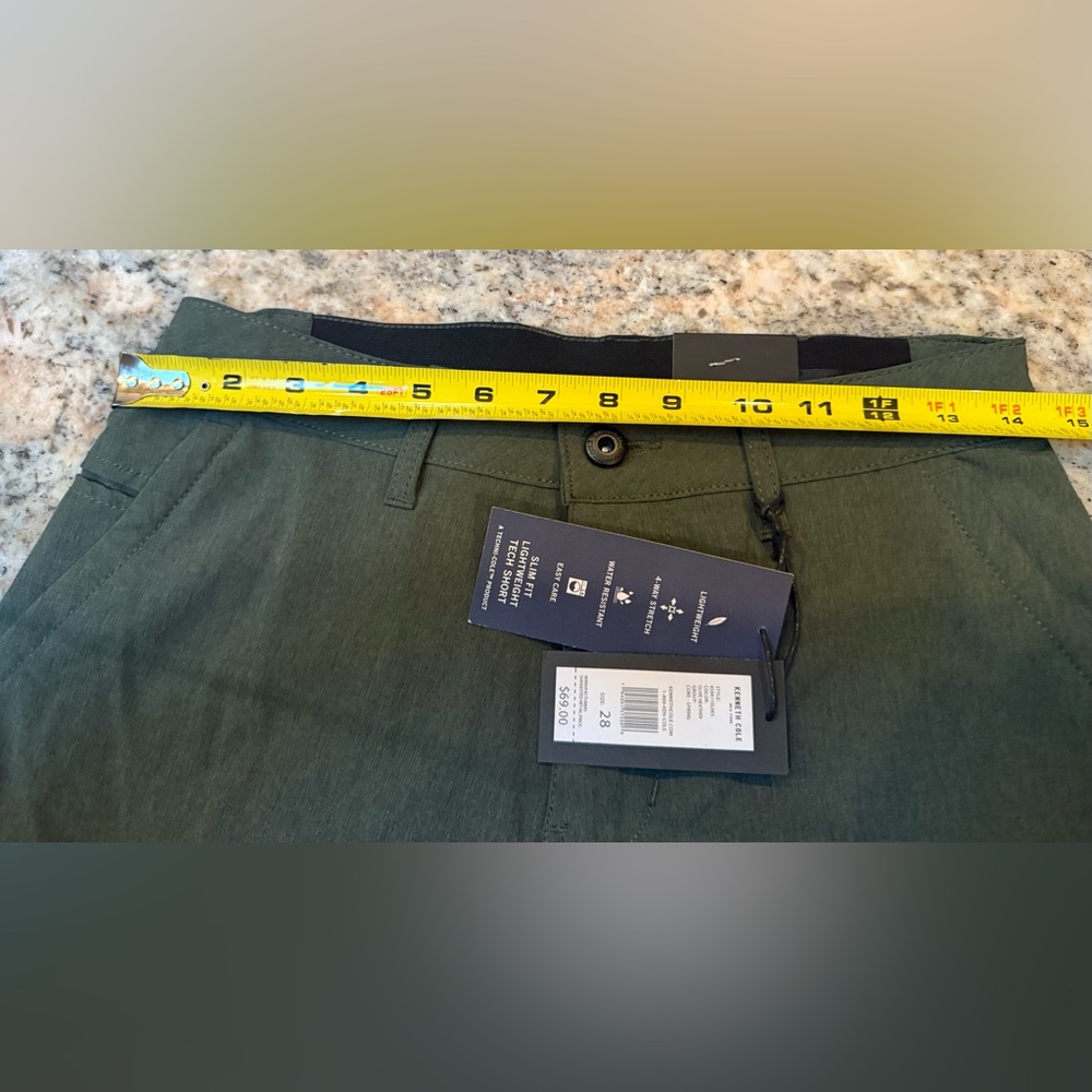 Kenneth Cole Men's Slim Fit Tech Shorts - Olive. Size 28. NWT - Picture 10 of 10